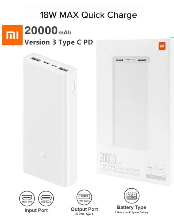 Bateria portatil recagar rapido 18w 20000mAh