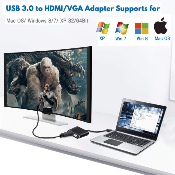 Adaptador convertidor usb3.0 a hdmi + vga