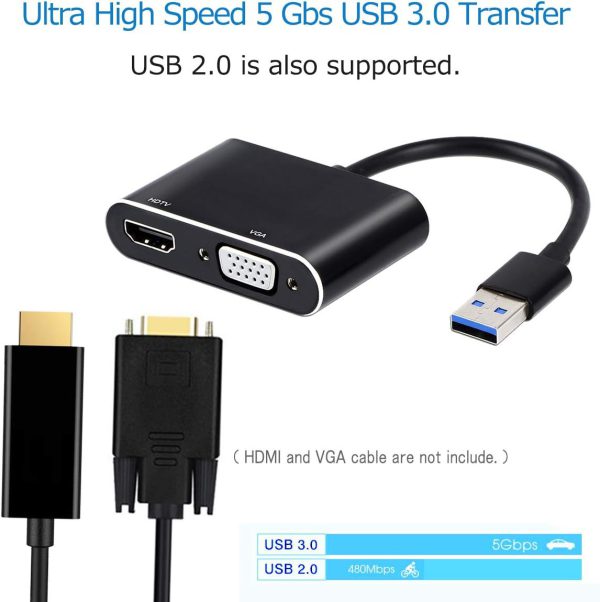 Adaptador convertidor usb3.0 a hdmi + vga