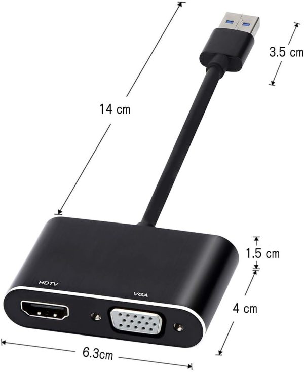 Adaptador convertidor usb3.0 a hdmi + vga