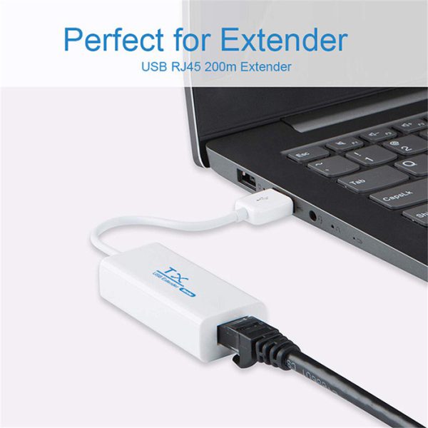 Extensión usb 2.0 a rj45 internet lan sobre cable cat5e/cat6 de hasta 200m
