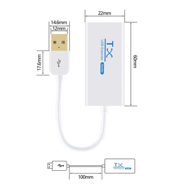 Extensión usb 2.0 a rj45 internet lan sobre cable cat5e/cat6 de hasta 200m