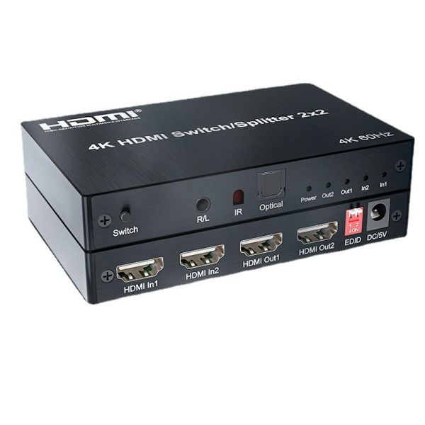 Splitter hdmi 2entrada - 2 salida 4k 60Hz con control remoto ir