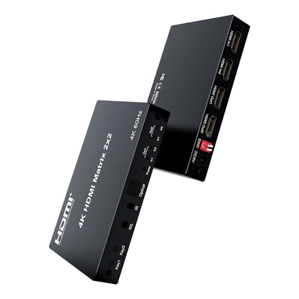 Matriz HDMI 2x2, 4K@60Hz con control remoto IR