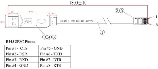 Cable de depuracion de consola USB a RJ45(FT232R+ZT213) 1.8metro - Imagen 3