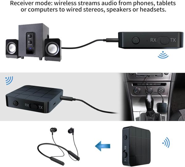 Adaptador transmisor de audio inalámbrico Bluetooth receptor 2 en 1 - Imagen 3