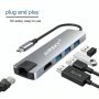 Adaptador hub 5 in1 Usb C a usb 3.0*3+ Lan + Hdmi Airsky
