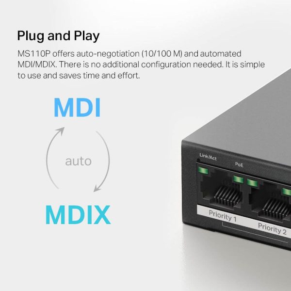 MS110P Switch de escritorio de 10 puertos 10/100Mbps con PoE+ de 8 puertos - Imagen 8