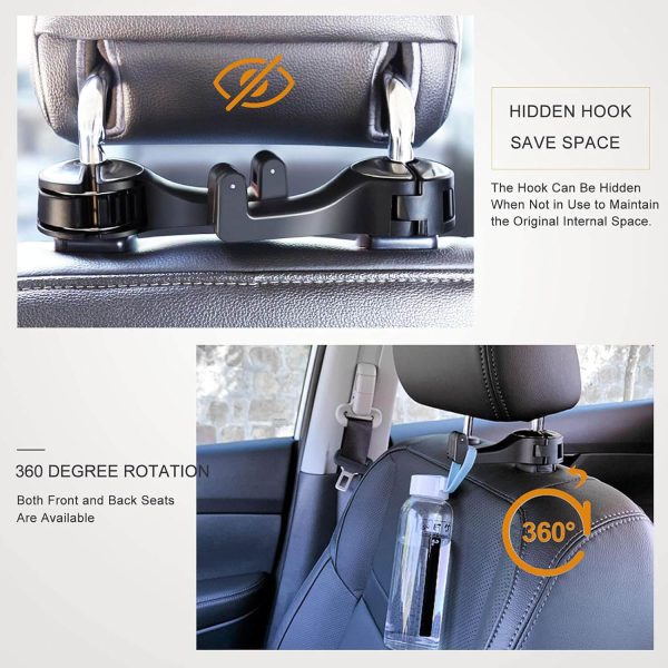 Gancho oculto para reposacabezas de automóvil con soporte para teléfono y bolsas - Imagen 4