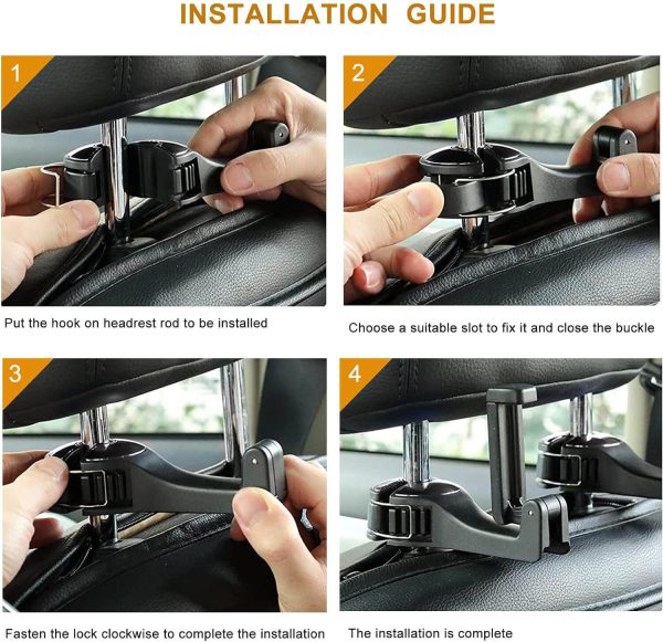 Gancho oculto para reposacabezas de automóvil con soporte para teléfono y bolsas - Imagen 5