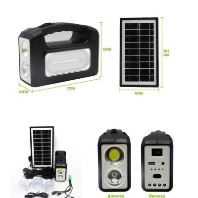 Kit – Panel solar portátil + 3 bombillos led