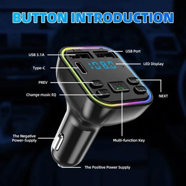 Transmisor Bluetooth 5.2 FM de radio de coche - Imagen 7