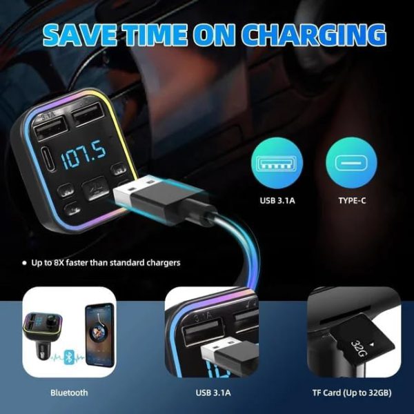 Transmisor Bluetooth 5.2 FM de radio de coche - Imagen 8