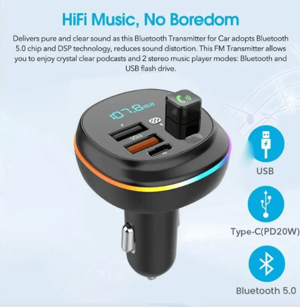 Transmisor Bluetooth 5.0 FM de radio de coche - Imagen 4