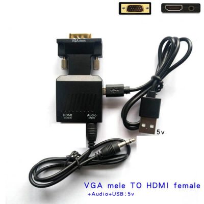 Adaptador de convertidor VGA a HDMI con salida de audio 1080P