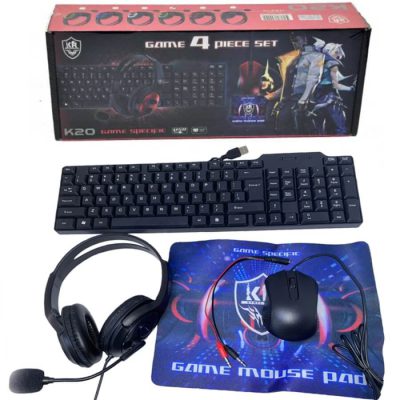 Teclado gaming k20 set de 4piezas