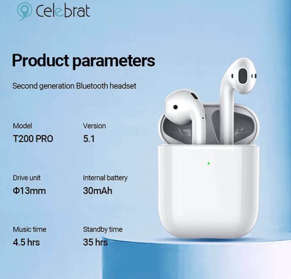 Audifono Bluetooth 5.3 Celebrat T200-Pro - Imagen 3