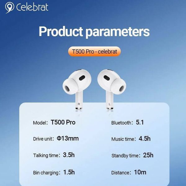 Audifono Bluetooth 5.3 Celebrat T500-Pro - Imagen 3