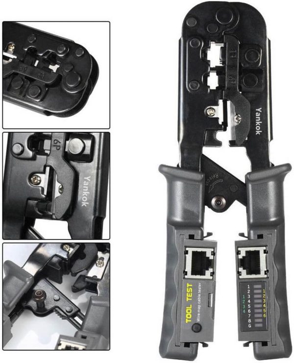 Probador de conectores de red RJ45 RJ12 RJ11 y cables Ethernet CAT5 CAT6 8P 6P 4P Corte y prueba todo en uno - Imagen 4
