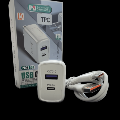 Cargador recarga rapido con cable tipo-c PD 36w+ QC 3.0