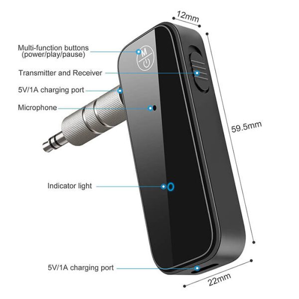 Adaptador transmisor de audio inalámbrico Bluetooth receptor 2 en 1 - Imagen 4