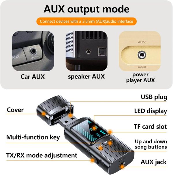Adaptador transmisor de audio inalámbrico Bluetooth receptor 2 en 1 - Imagen 3
