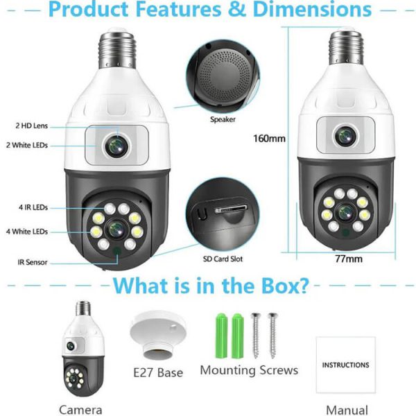 Cámara de Seguridad Wi-Fi Lámpara 360º Full HD (Doble Lente) - Imagen 2