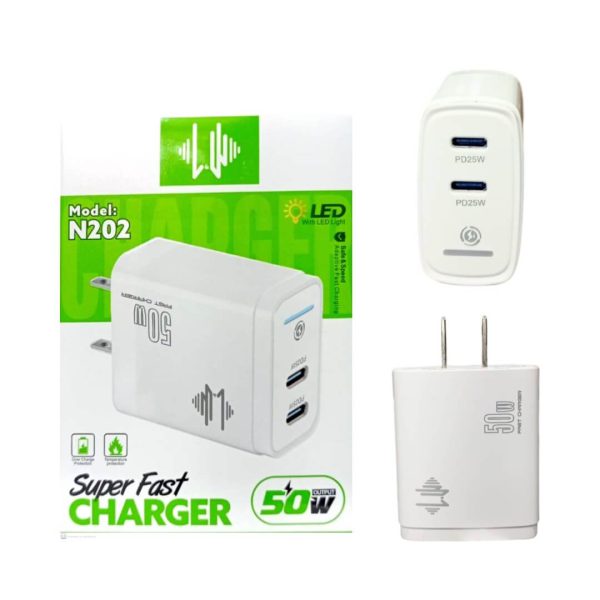 Cargador dual USB-C de 50W
