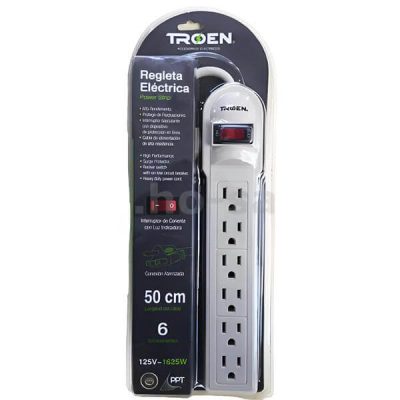 Regleta elétrica 6 tomas 15a-1625w Troen