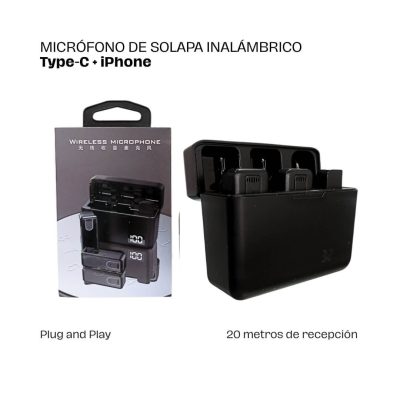 Micrófono de solapa inalámbrico Type-C + iPhone
