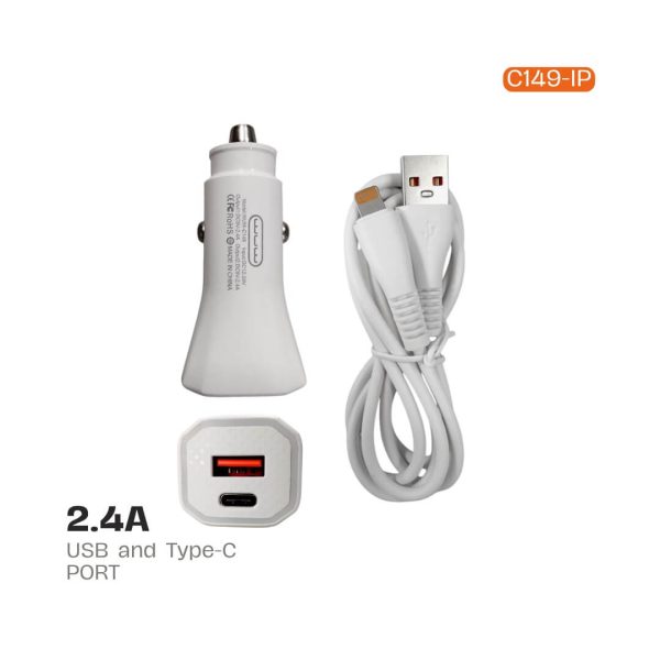Cargador de carro para celular con cable USB a iPhone