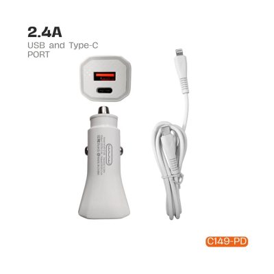 Cargador de carro para celular con cable USB-C a iPhone