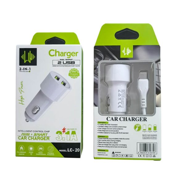 Cargador de carro para celular con cable USB-C - Imagen 2