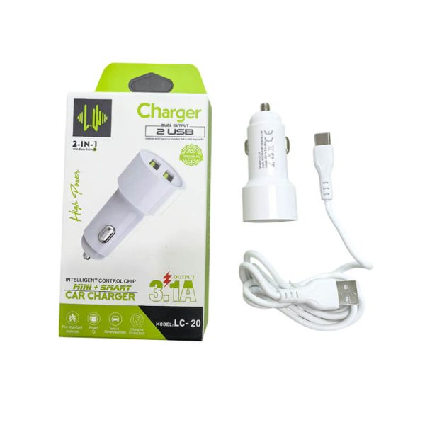 Cargador de carro para celular con cable USB-C