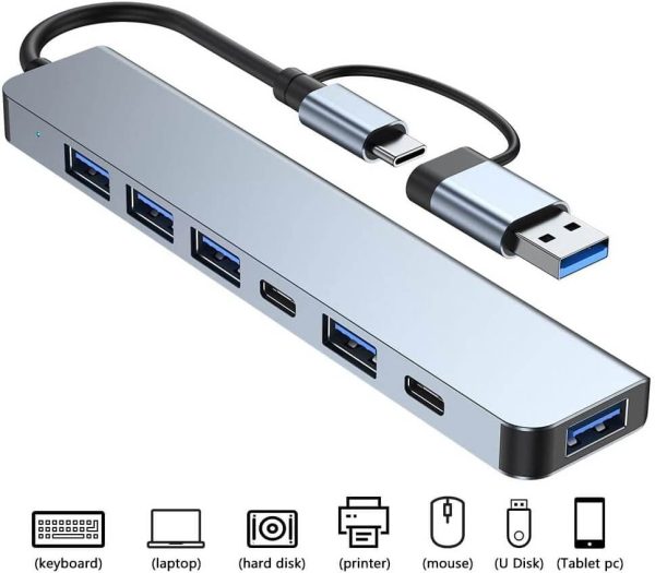 Hub Usb 7 in 1 Usb/Usb-C A Usb*5+Usb-c*2