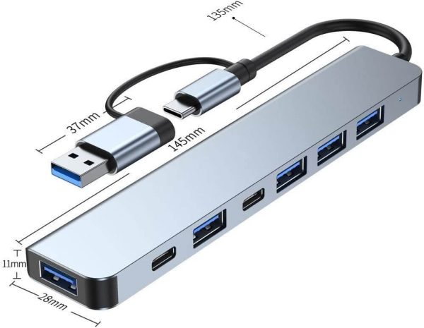 Hub Usb 7 in 1 Usb/Usb-C A Usb*5+Usb-c*2 - Imagen 5