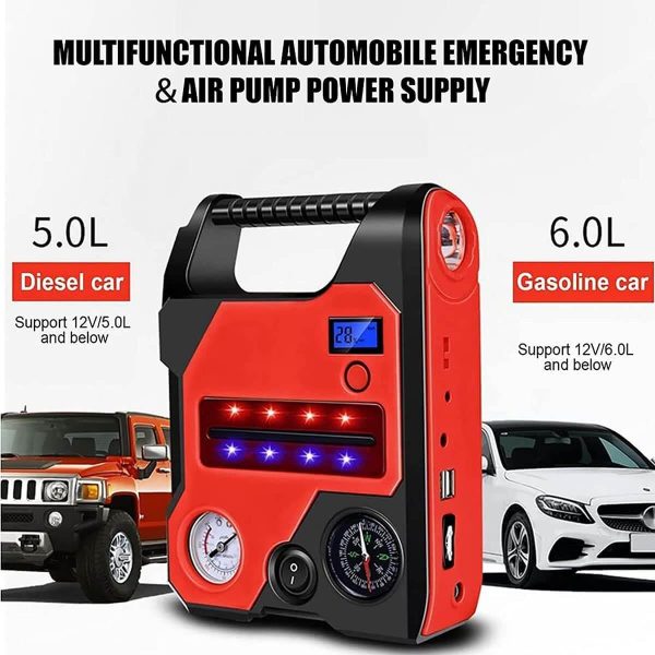 Arrancador de Batería 1200A Peak 32000mAh con Compresor de Aire - Imagen 3