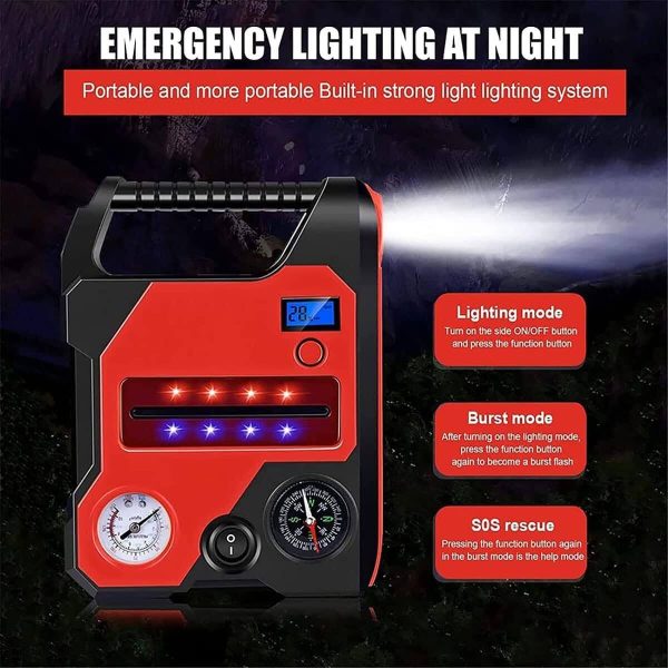 Arrancador de Batería 1200A Peak 32000mAh con Compresor de Aire - Imagen 4