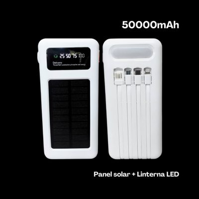 Batería portátil con panel solar y luz LED de 50000 mAh