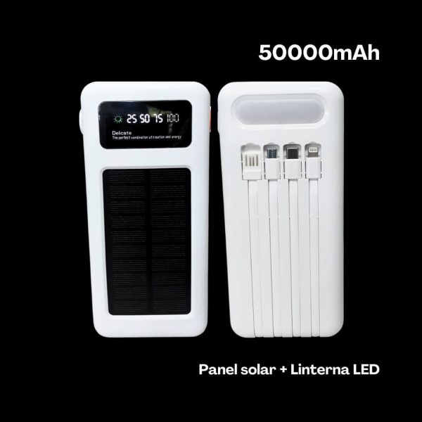Batería portátil con panel solar y luz LED de 50000 mAh