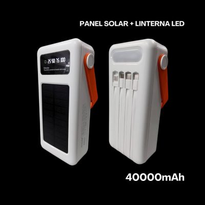Batería portátil con panel solar y luz LED de 40000 mAh