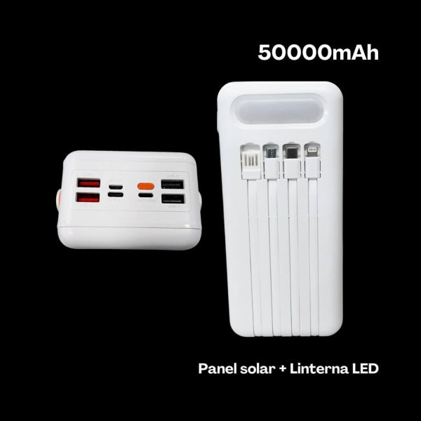 Batería portátil con panel solar y luz LED de 50000 mAh - Imagen 2