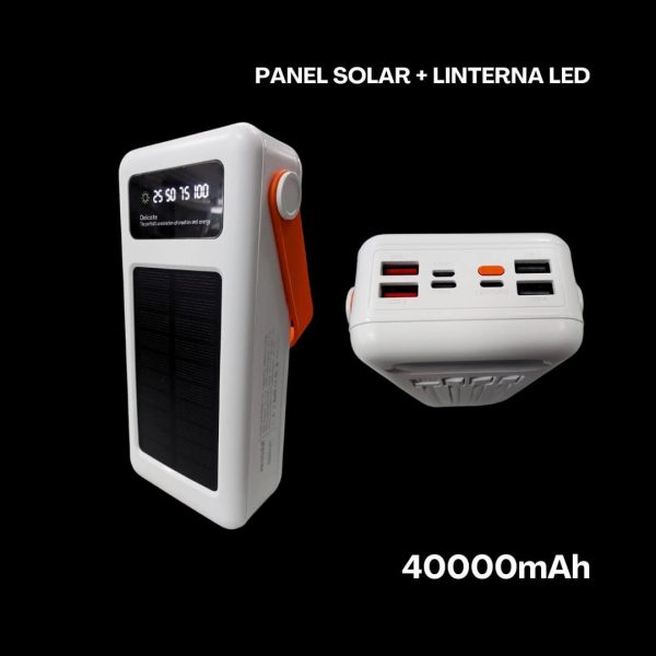 Batería portátil con panel solar y luz LED de 40000 mAh - Imagen 2