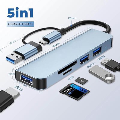 Hub Usb 5 in 1 Usb/Usb-C A Usb*3+SD/TF