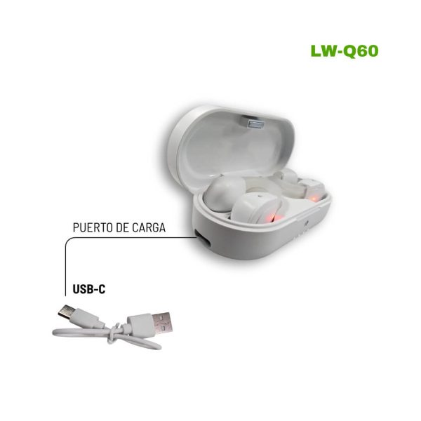 Auriculare inalambrico tws earbuds v5.3 LW-Q60 - Imagen 2