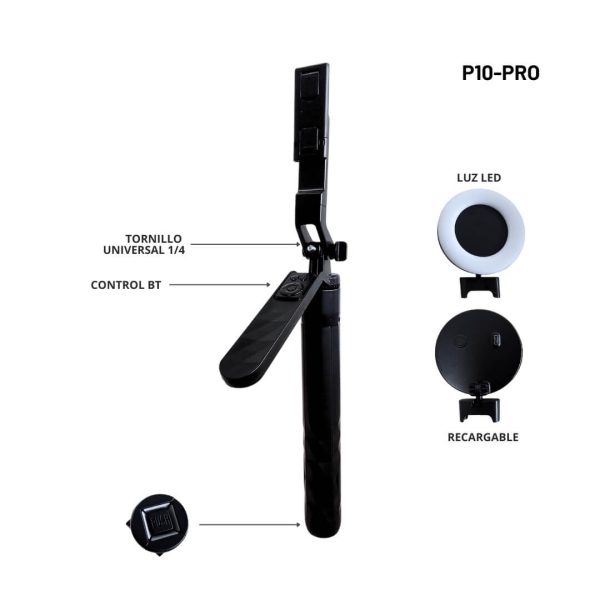 Tripode Selfie Bluetooth con Control Remoto PLOKAMA Live-P10 Pro 1.8M - Imagen 6