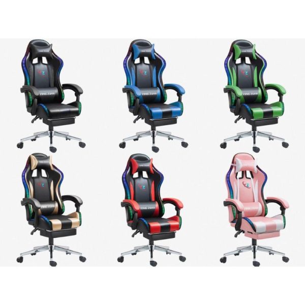 Silla gaming con reposapiés con luz led