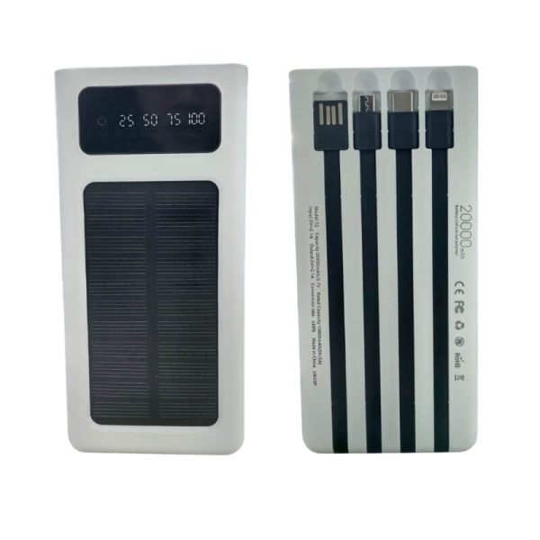 Bateria Portátil de Solar 20000mAh con 4 Cables Integrados - Imagen 2