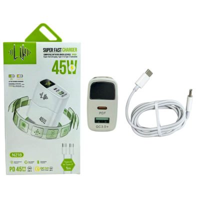 Cargador de celular dual USB3.0 + PD 45W