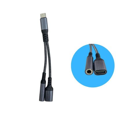 Adaptador 2in1 tipo-c a tipo-c+auxiliar